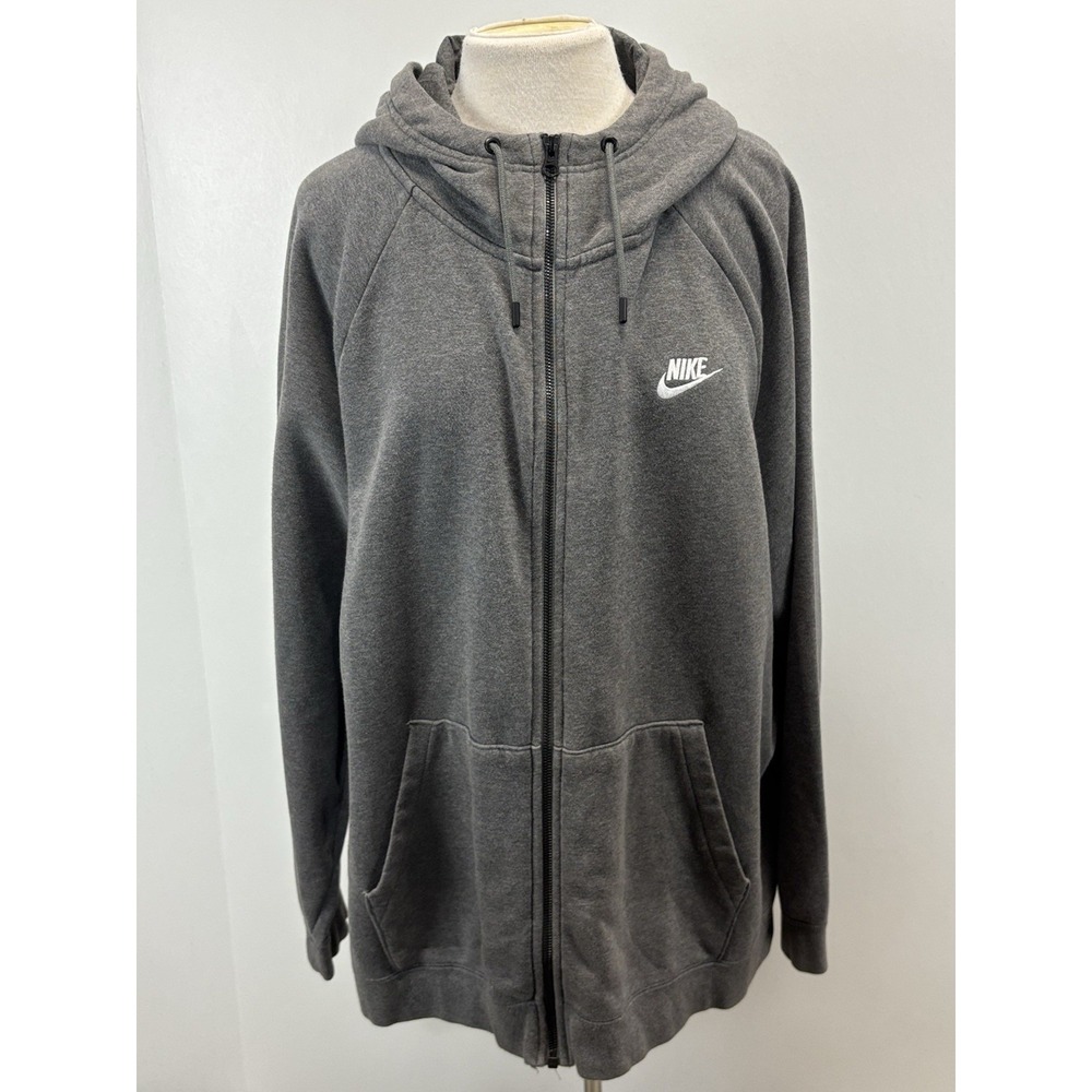 Nike Sportswear Club Fleece Hoodie Sweatshirt Women's 2X Plus Grey Full Zip